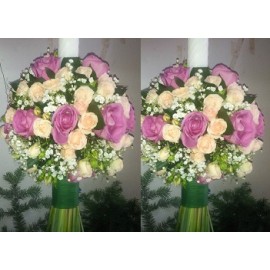 Lumanari de nunta bicolor din minirosa si trandafiri